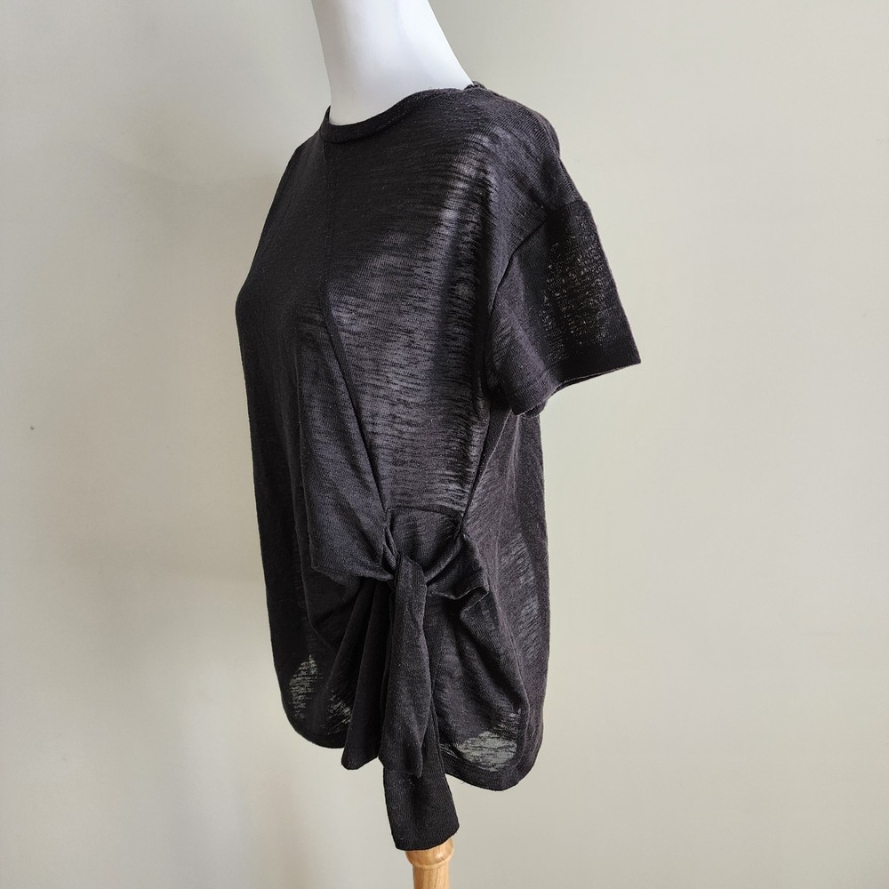 24Colours Berlin Blouse Womens 38 Medium Black Knit‎ Top Tie Front Career Shirt